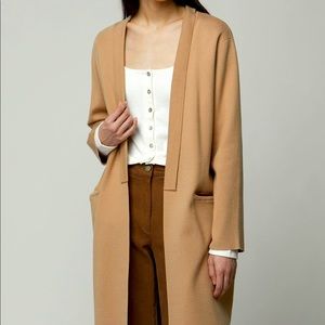 OAK + FORT long open cardigan tan brown sweater
